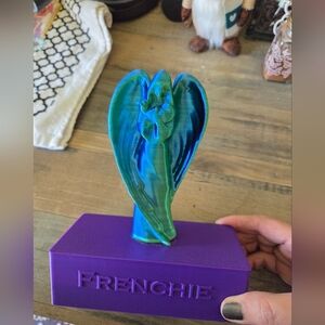3-D Angel Sculpture With Customized Name CAT Memorial With Stake.